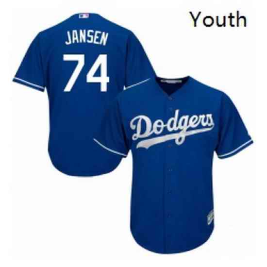 Youth Majestic Los Angeles Dodgers 74 Kenley Jansen Replica Royal Blue Alternate Cool Base MLB Jersey